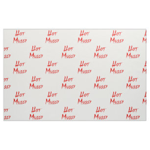 SlipperyJoe's hot mussy bold vivid red text brushs Fabric