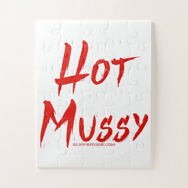 SlipperyJoe's hot mussy bold vivid red text brushs Jigsaw Puzzle (Vertical)