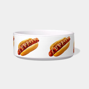SlipperyJoe's Hotdog mustard sliced meat bun grill Bowl
