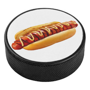 SlipperyJoe's Hotdog mustard sliced meat bun grill Hockey Puck
