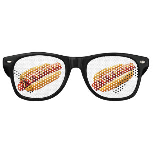 SlipperyJoe's Hotdog mustard sliced meat bun grill Retro Sunglasses