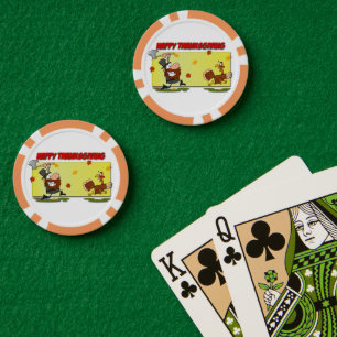 SlipperyJoe's humourous Thanksgiving theme funny c Poker Chips