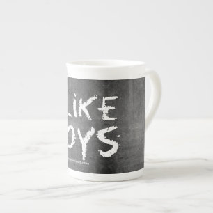 SlipperyJoe's I Like Boys dirty chalkboard dark te Bone China Mug