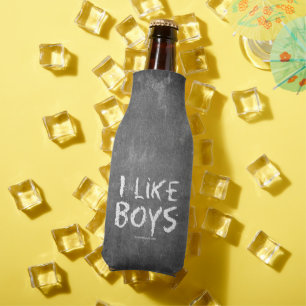 SlipperyJoe's I Like Boys dirty chalkboard dark te Bottle Cooler