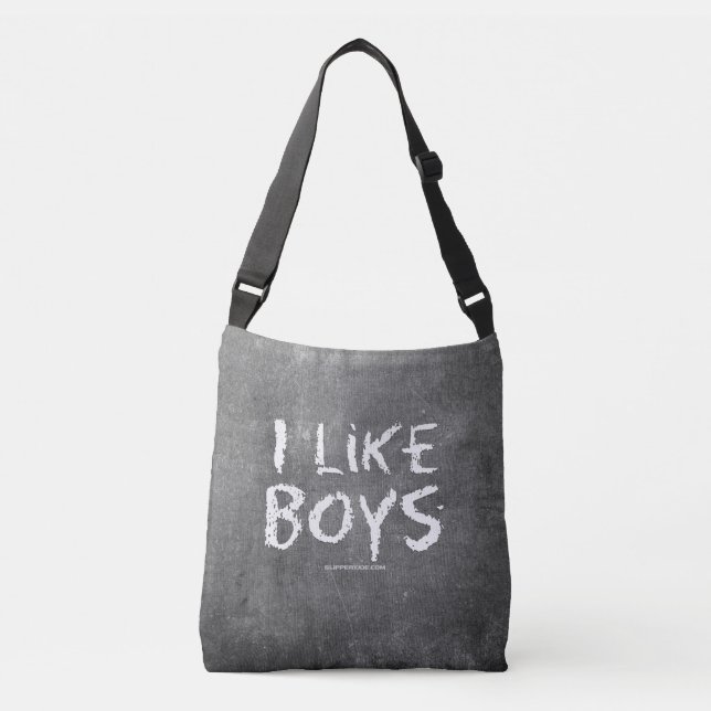 SlipperyJoe's I Like Boys dirty chalkboard dark te Crossbody Bag (Front)