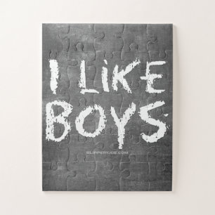 SlipperyJoe's I Like Boys dirty chalkboard dark te Jigsaw Puzzle