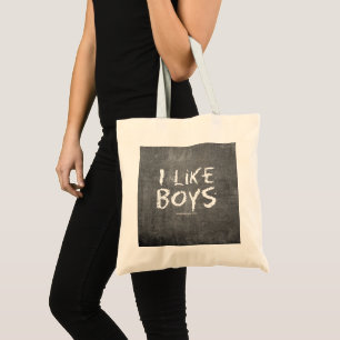 SlipperyJoe's I Like Boys dirty chalkboard dark te Tote Bag