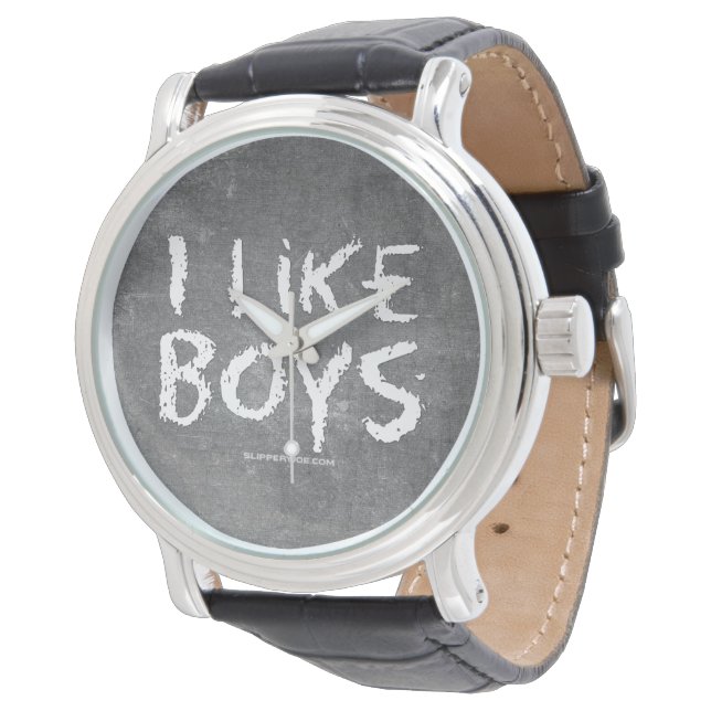 SlipperyJoe's I Like Boys dirty chalkboard dark te Watch (Angled)