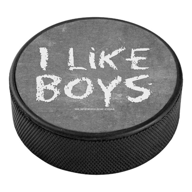 SlipperyJoe's I Like Boys dirty Chalkboard writing Hockey Puck (3/4)