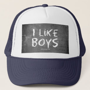 SlipperyJoe's I like boys dirty chalkboard writing Trucker Hat