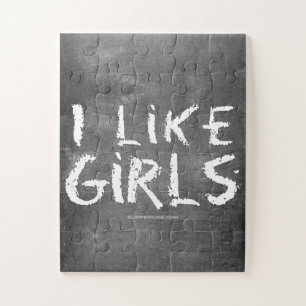 SlipperyJoe's I Like Girls dirty chalkboard dark t Jigsaw Puzzle