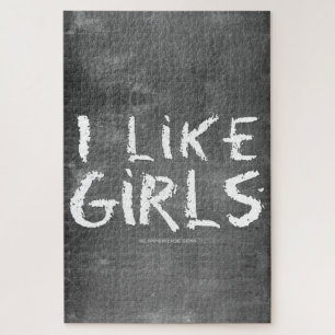 SlipperyJoe's I Like Girls dirty chalkboard dark t Jigsaw Puzzle