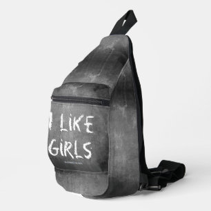 SlipperyJoe's I Like Girls dirty chalkboard dark t Sling Bag