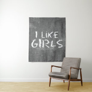SlipperyJoe's I Like Girls dirty chalkboard dark t Tapestry