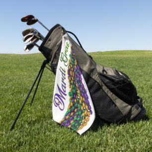 SlipperyJoe's iconic Mardi Gras–themed image elega Golf Towel