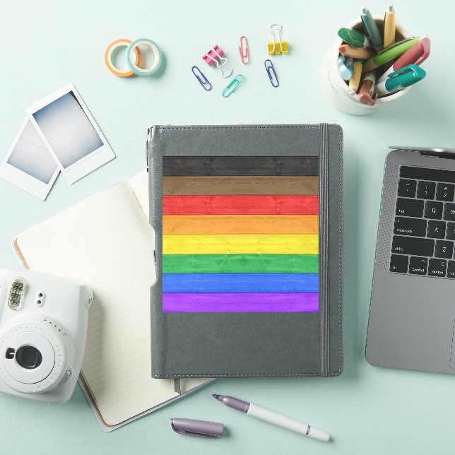 SlipperyJoe's Inclusive gay pride flag textured ru (iPad Cover)
