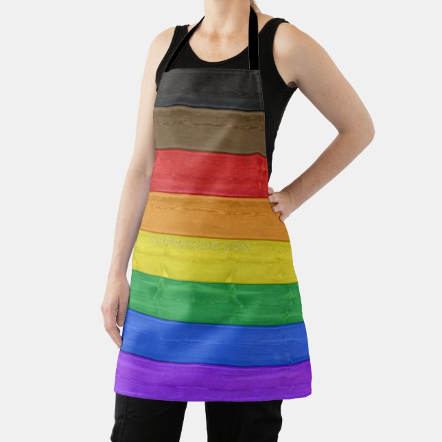 SlipperyJoe's Inclusive gay pride flag textured ru Apron (Insitu)