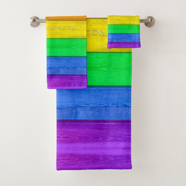 SlipperyJoe's Inclusive gay pride flag textured ru Bath Towel Set (Insitu)