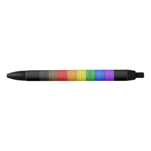 SlipperyJoe's Inclusive gay pride flag textured ru Black Ink Pen