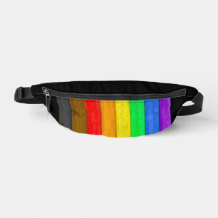 SlipperyJoe's Inclusive gay pride flag textured ru Bum Bags