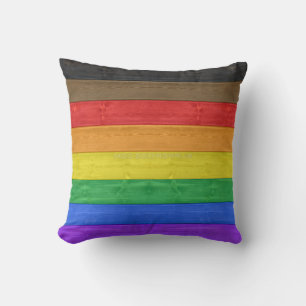 SlipperyJoe's Inclusive gay pride flag textured ru Cushion