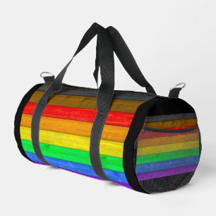 SlipperyJoe's Inclusive gay pride flag textured ru Duffle Bag