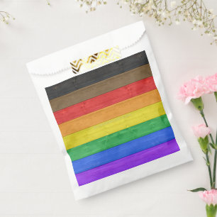 SlipperyJoe's Inclusive gay pride flag textured ru Favour Bag