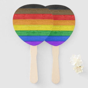 SlipperyJoe's Inclusive gay pride flag textured ru Hand Fan