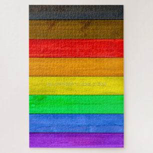 SlipperyJoe's Inclusive gay pride flag textured ru Jigsaw Puzzle