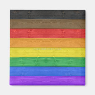SlipperyJoe's Inclusive gay pride flag textured ru Magnet
