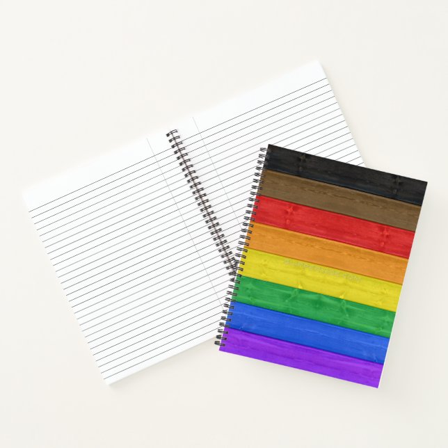 SlipperyJoe's Inclusive gay pride flag textured ru Notebook (Inside)