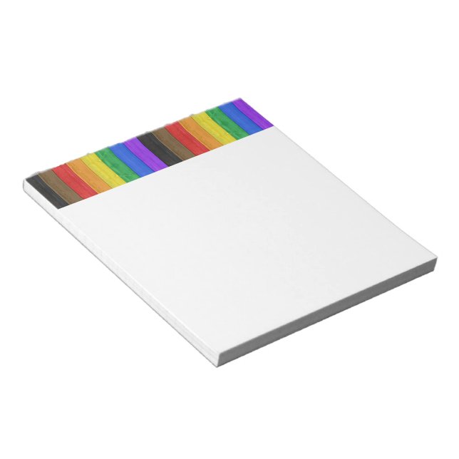 SlipperyJoe's Inclusive gay pride flag textured ru Notepad (Angled)