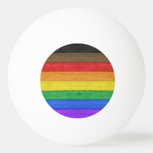 SlipperyJoe's Inclusive gay pride flag textured ru Ping Pong Ball