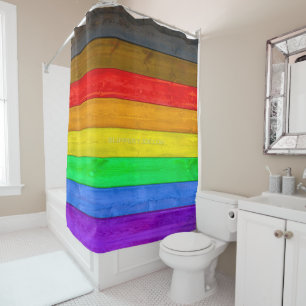 SlipperyJoe's Inclusive gay pride flag textured ru Shower Curtain