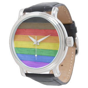 SlipperyJoe's Inclusive gay pride flag textured ru Watch