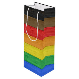 SlipperyJoe's Inclusive gay pride flag textured ru Wine Gift Bag