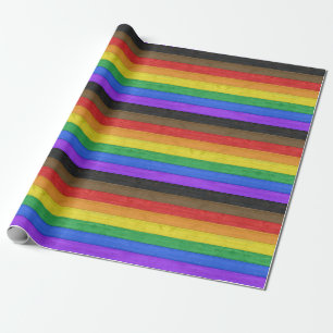 SlipperyJoe's Inclusive gay pride flag textured ru Wrapping Paper