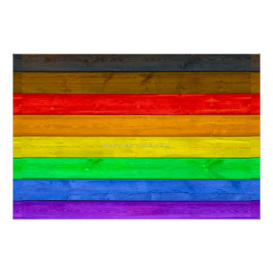 SlipperyJoe's inclusive gay pride flag wooden blac Poster
