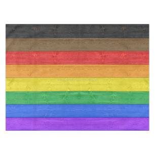 SlipperyJoe's inclusive gay pride flag wooden blac Tablecloth