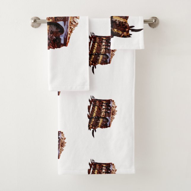 SlipperyJoe's indulgent multi-layer chocolate cake Bath Towel Set (Insitu)
