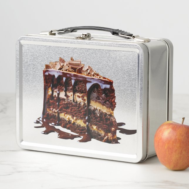 SlipperyJoe's indulgent multi-layer chocolate cake Metal Lunch Box (In Situ)