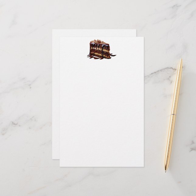 SlipperyJoe's indulgent multi-layer chocolate cake Stationery (Front/Back In Situ)
