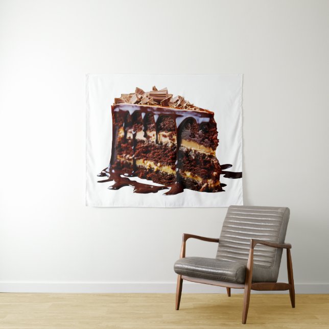 SlipperyJoe's indulgent multi-layer chocolate cake Tapestry (In Situ (Horizontal))