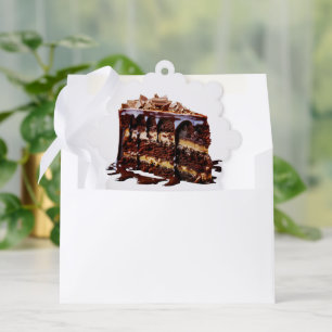 SlipperyJoe's indulgent multi-layer chocolate cake Tree Decoration Card