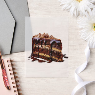 SlipperyJoe's indulgent multi-layer chocolate cake Vellum Invitations
