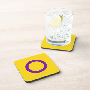 SlipperyJoe's Intersex Pride Flag gay gifts LGBTQI Coaster