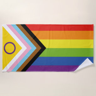 SlipperyJoe's Intersex pride flag yellow backgroun Beach Towel