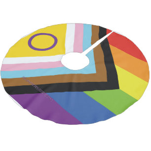 SlipperyJoe's Intersex pride flag yellow backgroun Brushed Polyester Tree Skirt