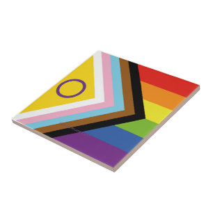 SlipperyJoe's Intersex pride flag yellow backgroun Ceramic Tile