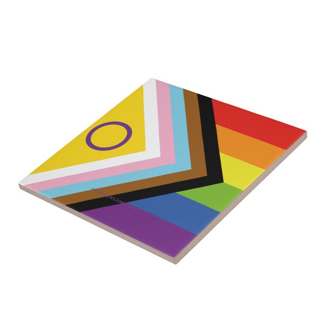 SlipperyJoe's Intersex pride flag yellow backgroun Ceramic Tile (Side)
